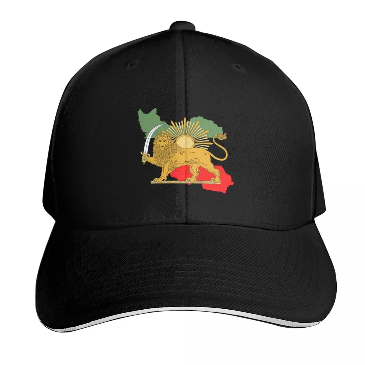 

Iran Persia map & flag - Shir o Khorshid - Lion and Sun Baseball Cap Golf golf hat genuine Gentleman Hat Streetwear Men Women's