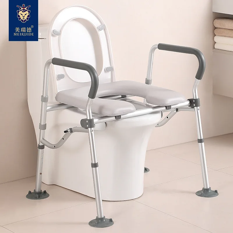Comfortable Toilet Seat Riser with Mobility Handles for Elderly and Disabled, Adjustable Height Toilet Seat Riser for Home Use