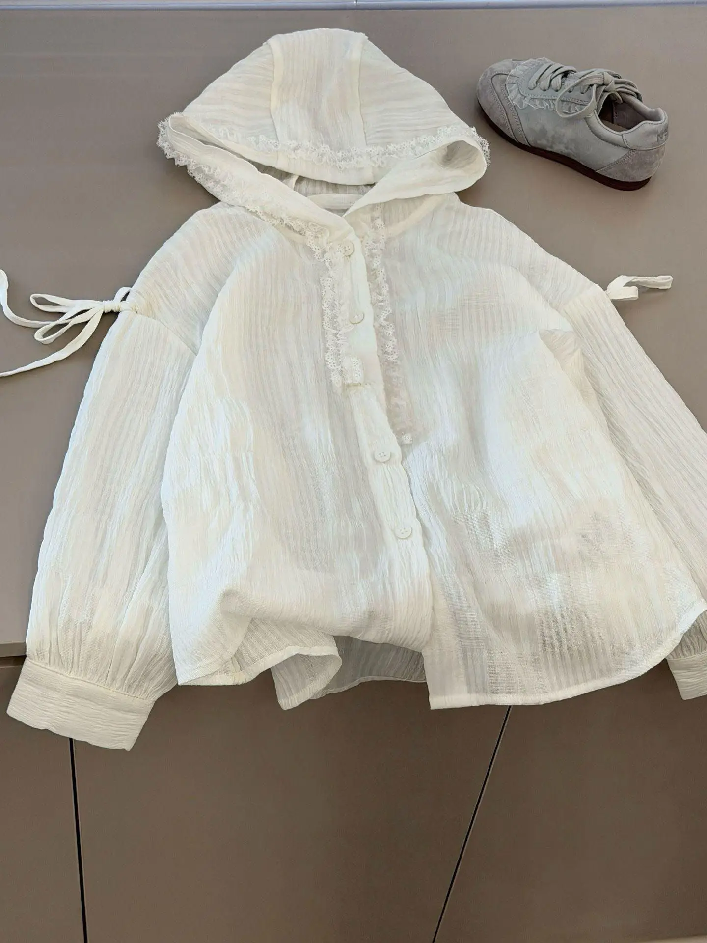 

Girls Summer Hat Jacket Children's Sun Protection Clothing Thin Korean Style Top with Hood Standard Fit Soft Treatment