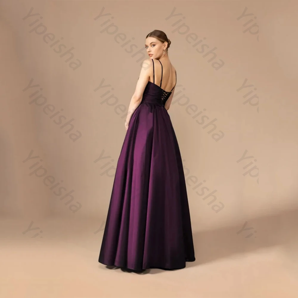 Abiti da sera classici di alta qualità in raso per abito da ballo senza maniche con scollo a V lungo fino al pavimento Abiti da festa personalizzati