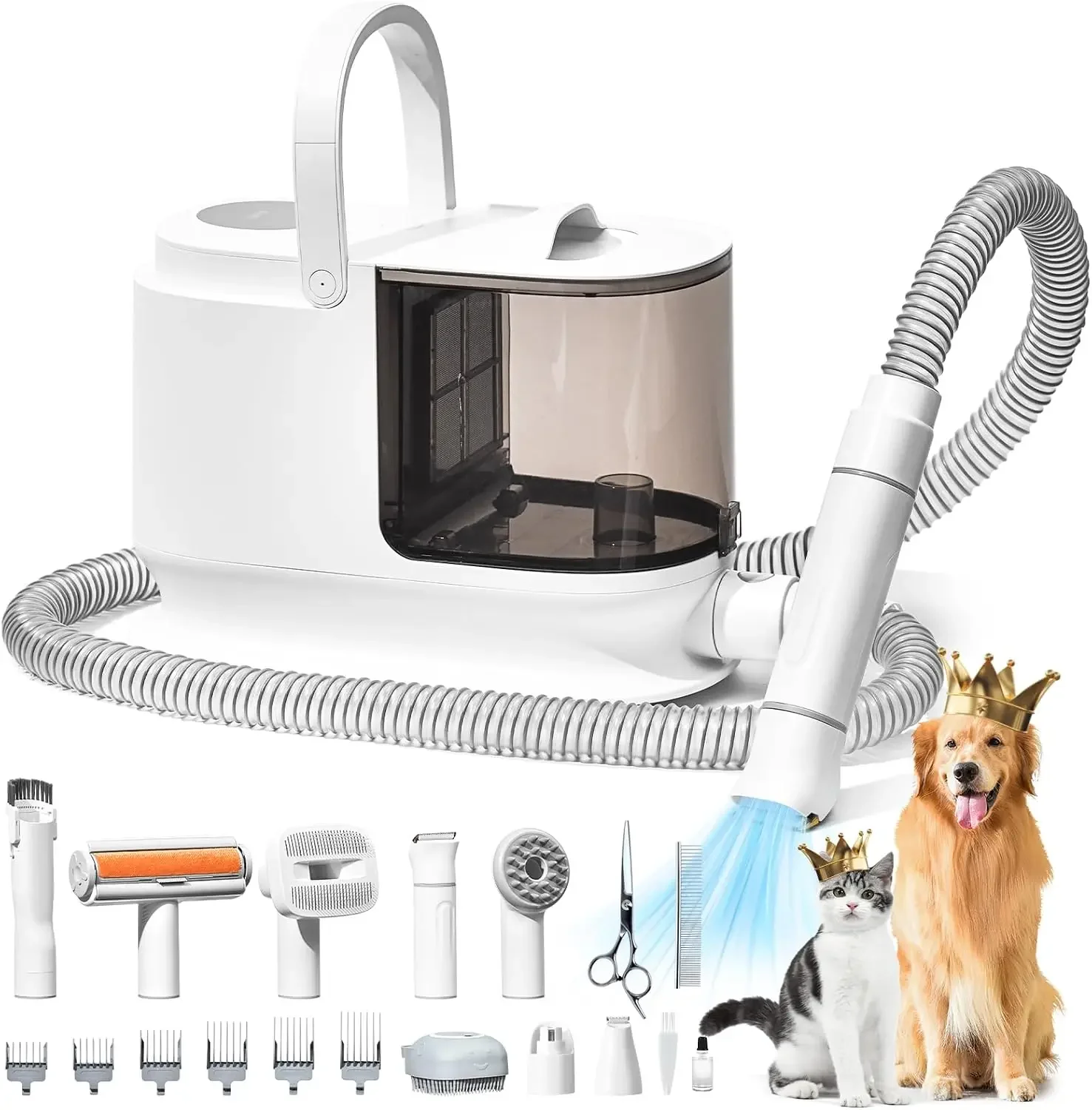 Dog Grooming Kit & Dog Hair Vacuum, 3.5L Capacity Pet Grooming Vacuum with 13000kpa Strong Suction 99% Pet Hair,17 Tools
