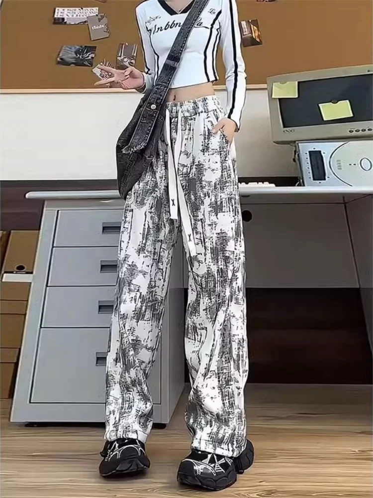 

American Dyed Fce Lined Wide Leg Sports Pants Autumn Winter Men's Loose Straight Casual Long Trousers Faionable Sensation