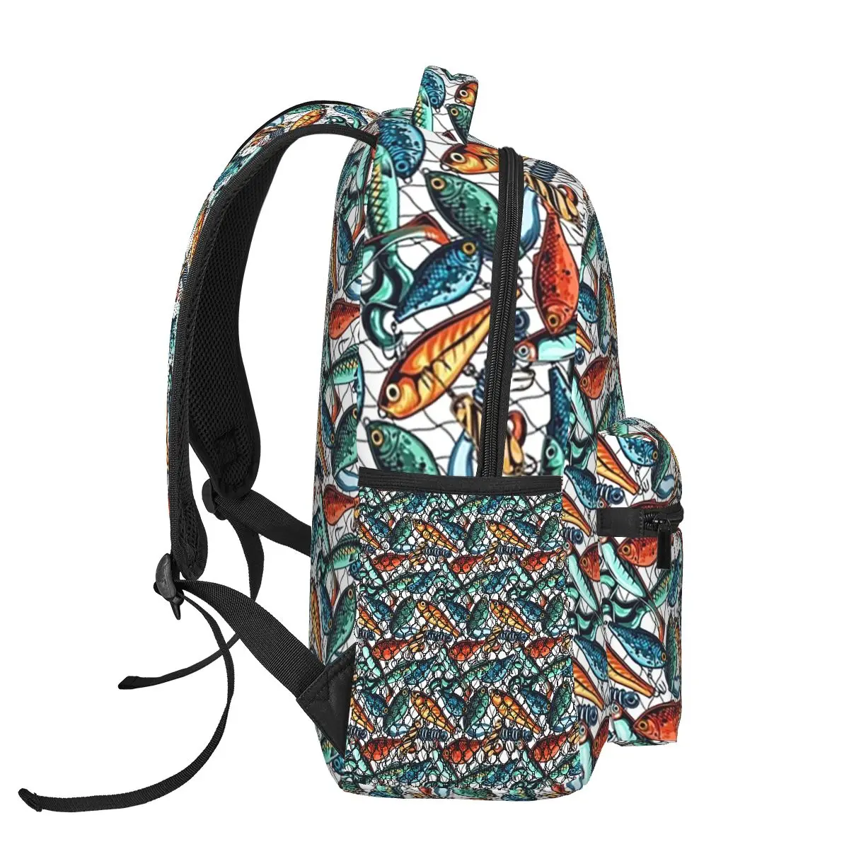 Gone-mochila con señuelo de pesca y red de pescado para niños y niñas, mochila escolar para estudiantes, mochila para portátil, bolsa de hombro de gran capacidad