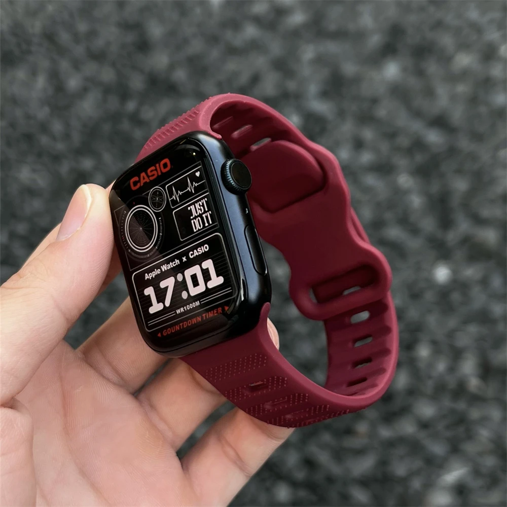 Correa de silicona suave para Apple Watch, Correa bonita con hebilla de mariposa para Series 9, 8, 7, 6, 5, 45mm, 41mm, 40mm, 44mm, 42mm, 38mm