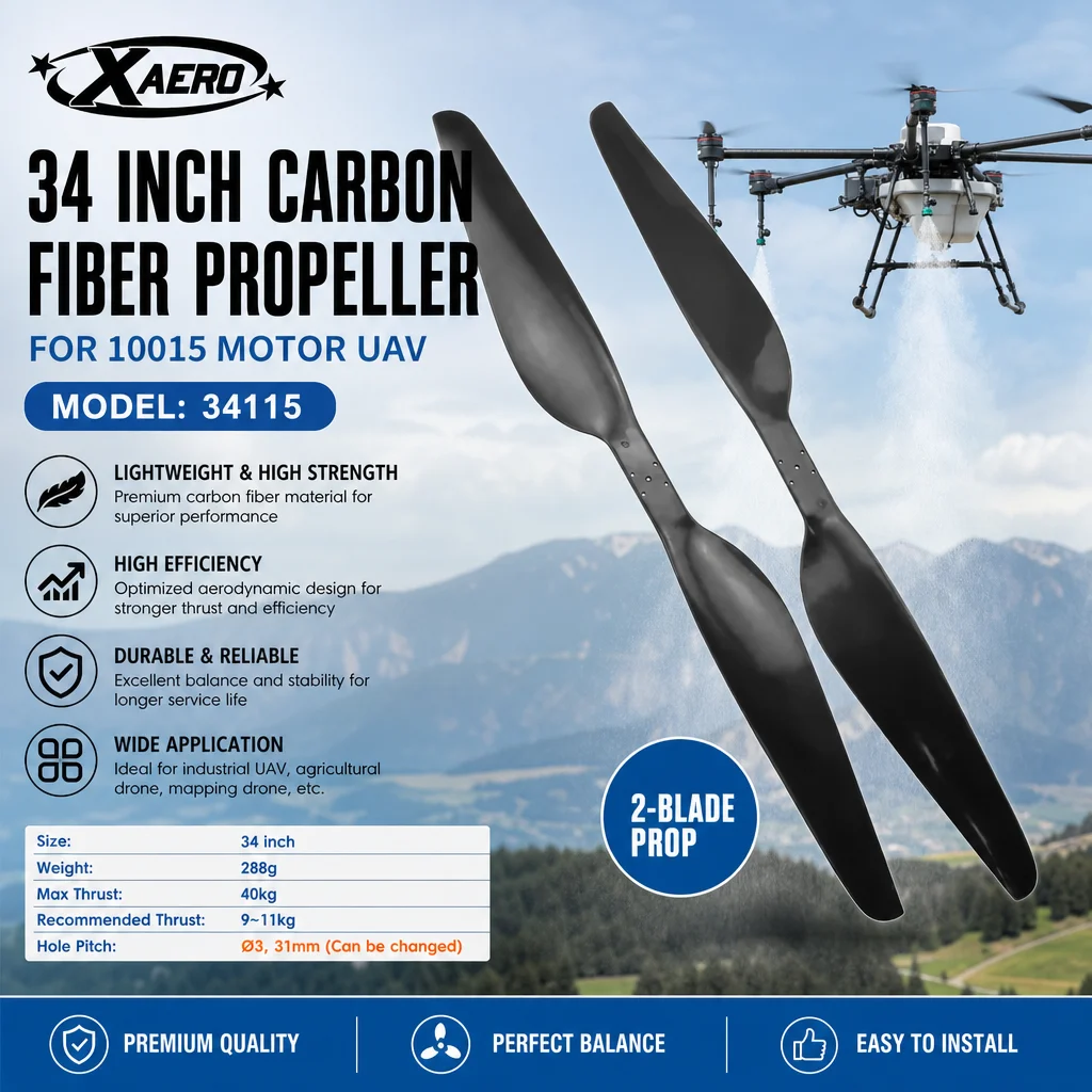 XAERO 34 inch 34115 Carbon Fiber 2-Blade Propeller for 10015 Motor UAV