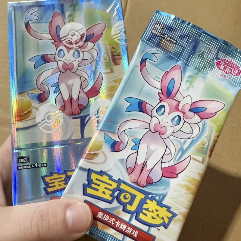 الأصلي الجديد الساخن Eevee ألبوم القرمزي والبنفسجي Tcg بطاقات التداول جوهرة حزمة المجلد 2 الصينية تحصيل الديكور لعبة عيد ميلاد Gif