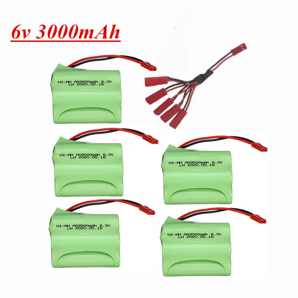 6V 3000mAh Ni-MH Battery Charger Set For RC Cars Robots Tanks Gun Boats AA 2400mah 6v NiMH upgrade Battery Pack 1pcs to 5pcs