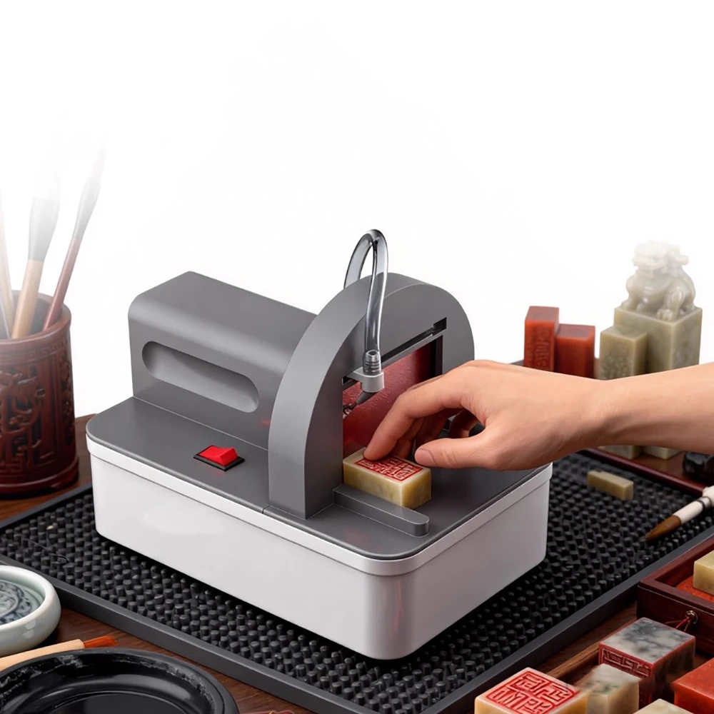 

Electric Seal Stamp Polishing Machine Dust-Free Desktop Stone Polisher with 125MM 400 Grit Diamond Grinding Disc