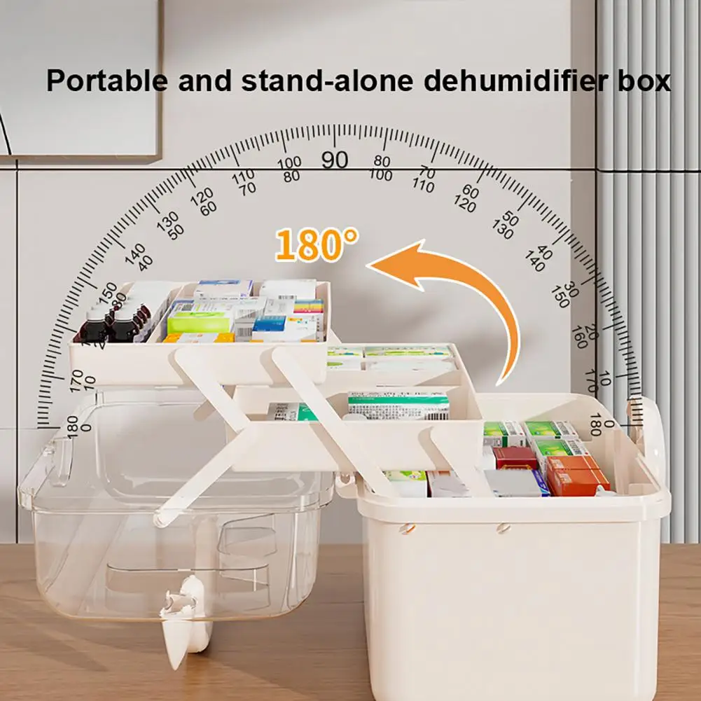 Household Medicine Storage Box with Safety Lock And Transparent Top Cover Case Durable PP Compartment Pill Organizer