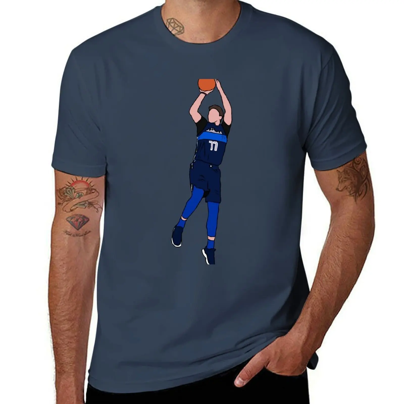 Luka Doncic Fadeaway T-Shirt Daily Casual Short Sleeve Tee Shirt
