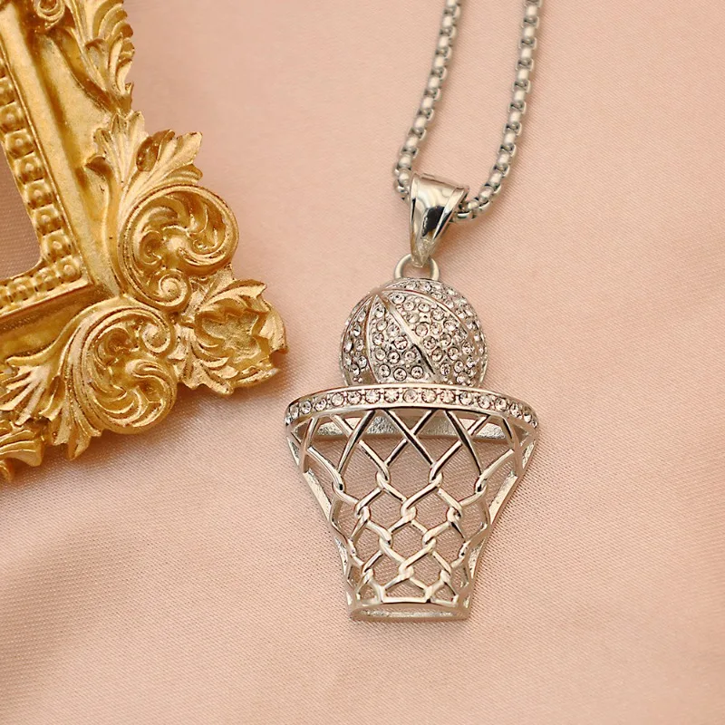 

Ожерелье-подвеска в виде баскетбольной сетки с бриллиантами в стиле хип-хоп, спортивный тренд, персонализированная цепочка на шею