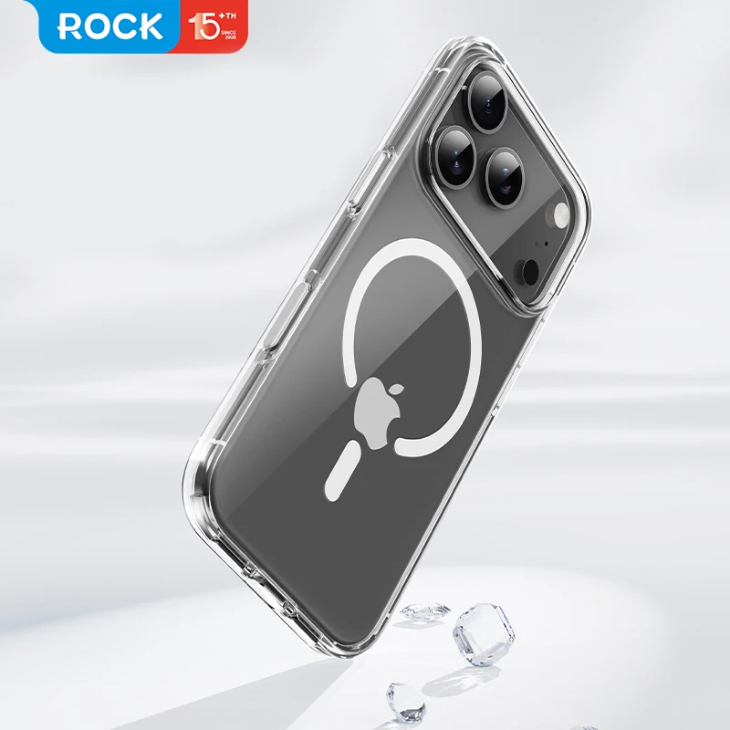 For iPhone 17 Pro Max 17 Pro Case Rock Magnetic Crystal Clear PC+TPU Anti-Scratch Transparent Cover For Magsafe for iPhone17