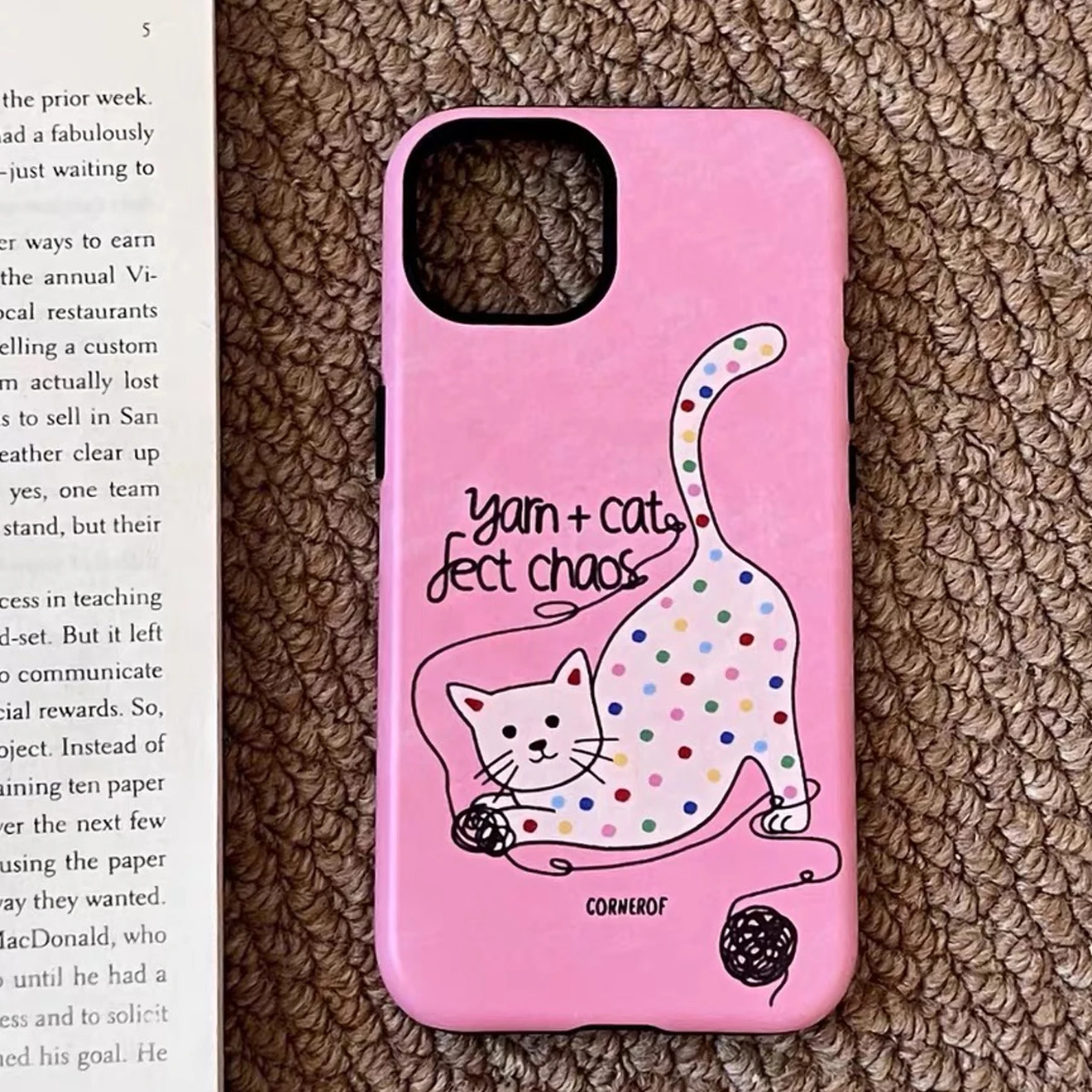 

Luxury fashion wool ball cat Phone Case for iPhone 17 16 15 14 13 12 11 Pro Max Air Plus Luxury Double-layer Back Cover