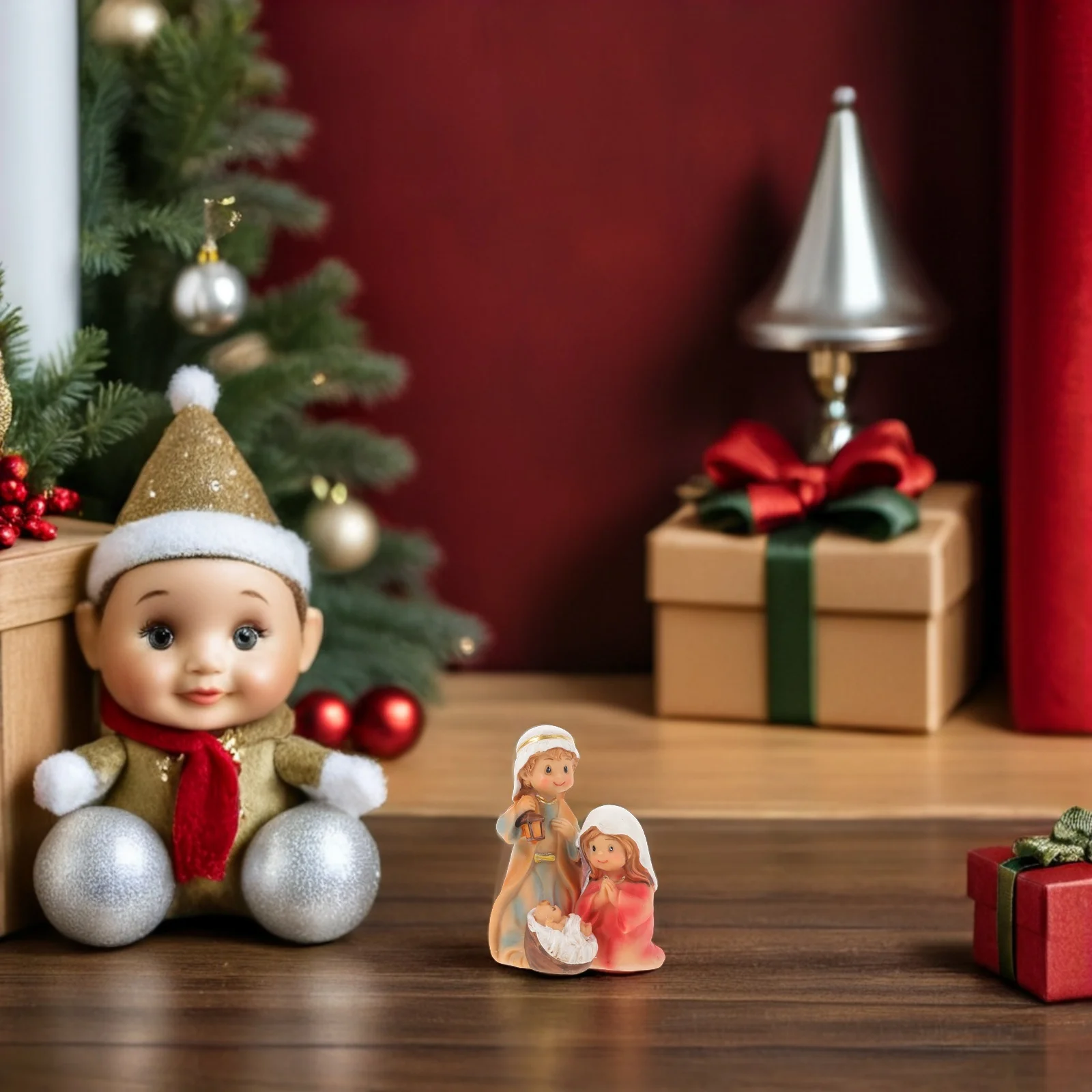 

Saint Family Lantern Tabletop Decoration Warm Light LED Sacred Home Ornament Religious Gift Saint Family Lantern Decor