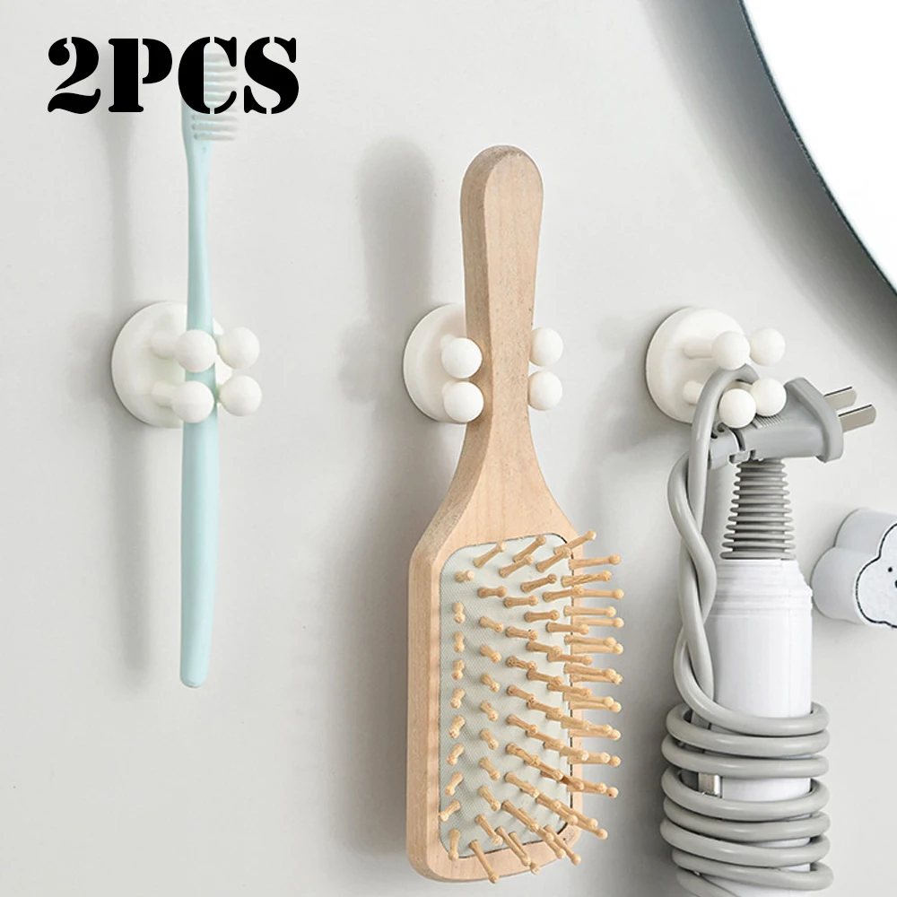 2Pcs Silicone Toothbrush Holders Hook Waterproof Self Adhesive Wall Mounted Single Hook for Hanging Key Utility Plug Holder