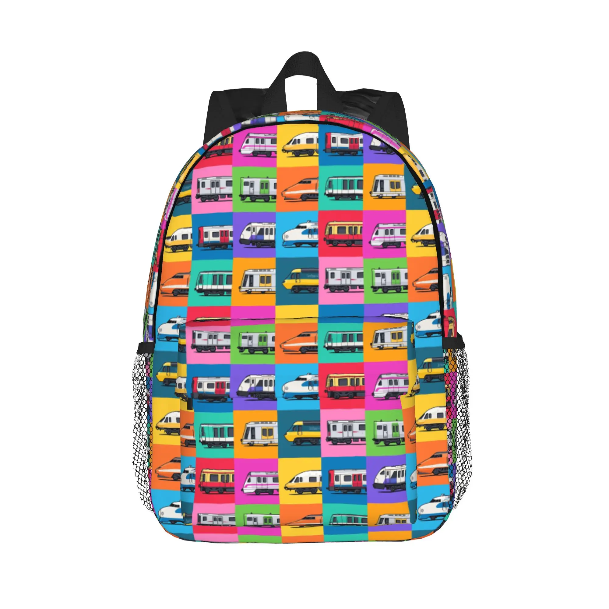 World Trains Grid Pattern Backpack Hot Sale Daypack Large Capacity Boys Girls BookBag Shoulder Bags for Men Women School Bag