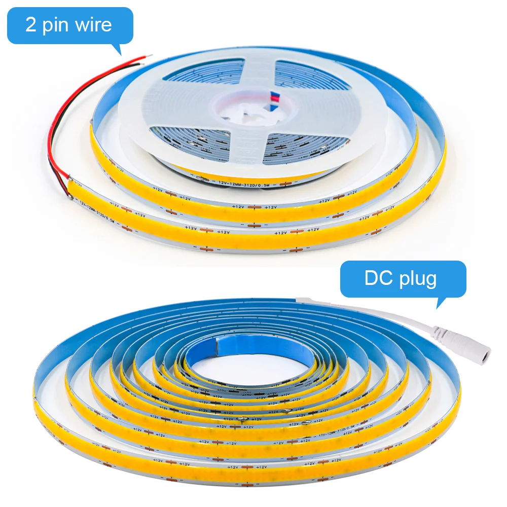 Światło pasek COB LED 12V 24V 600LED/m podwójny rząd Super jasny oświetlenie liniowe o wysokiej gęstości RA 90 elastyczna taśma dekoracja domu