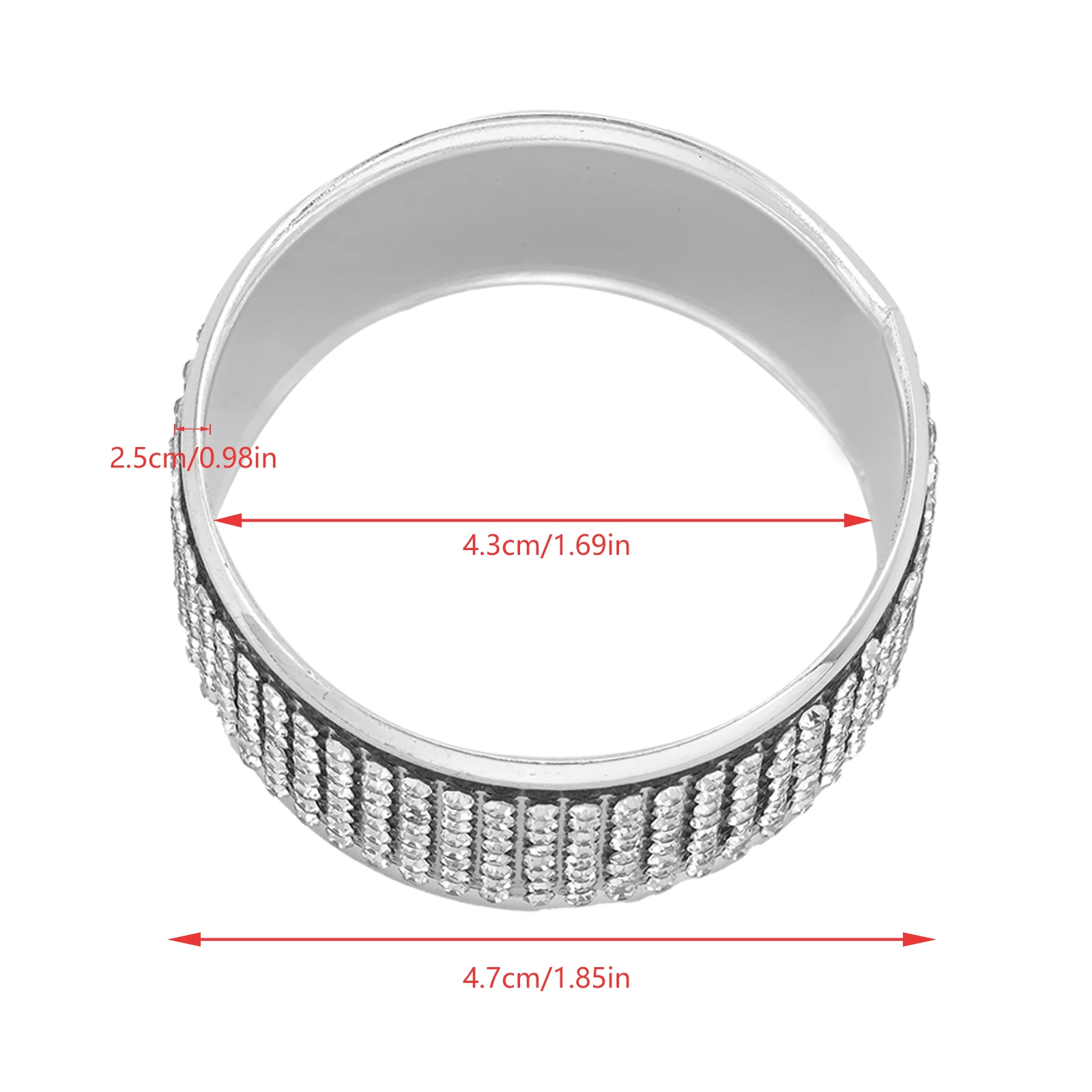 6Pcs 4.3cm Round Napkin Rings Metal & Rhinestones for Wedding Anniversary Candlelight Dinner Festival Party Table Decoration
