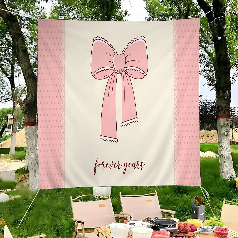 Pink S-Sweetheart Bowknot Cute Retro Flags Multiple Choice Living Studio Booth Interior Decoration Banner