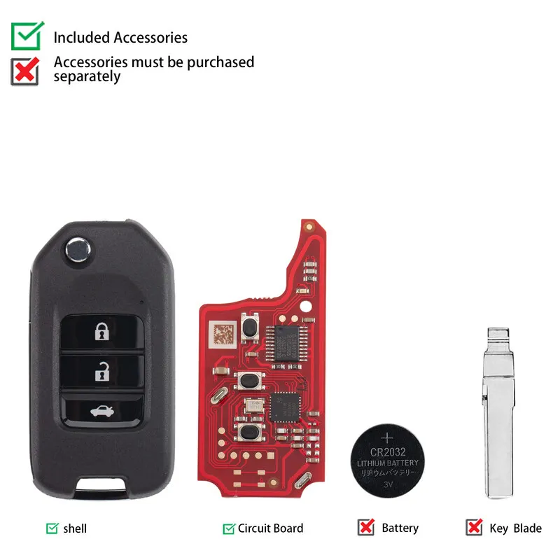 Xhorse XNHO20EN Universal Remote Key 2nd Generation for Honda Style 3 Buttons Supports Wireless Programming Old XNHO00EN - view 3