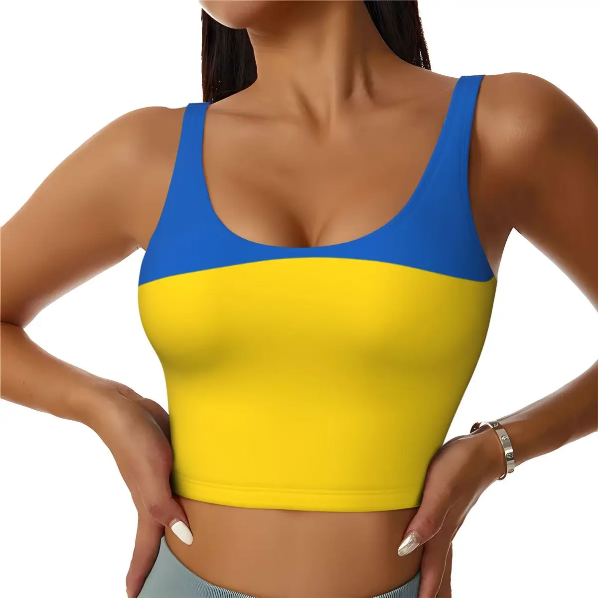 Women Sexy Sports Vest Ukraine Flag Female Streetwear Sport Lingerie Tee Crop Top