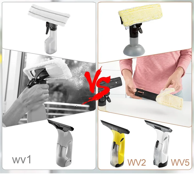 مجموعة ملحقات M04K للمكنسة الكهربائية Karcher Window WV1، WV2، WV5 Plus: أغطية ممسحة من الألياف الدقيقة وممسحة شفاه مطاطية