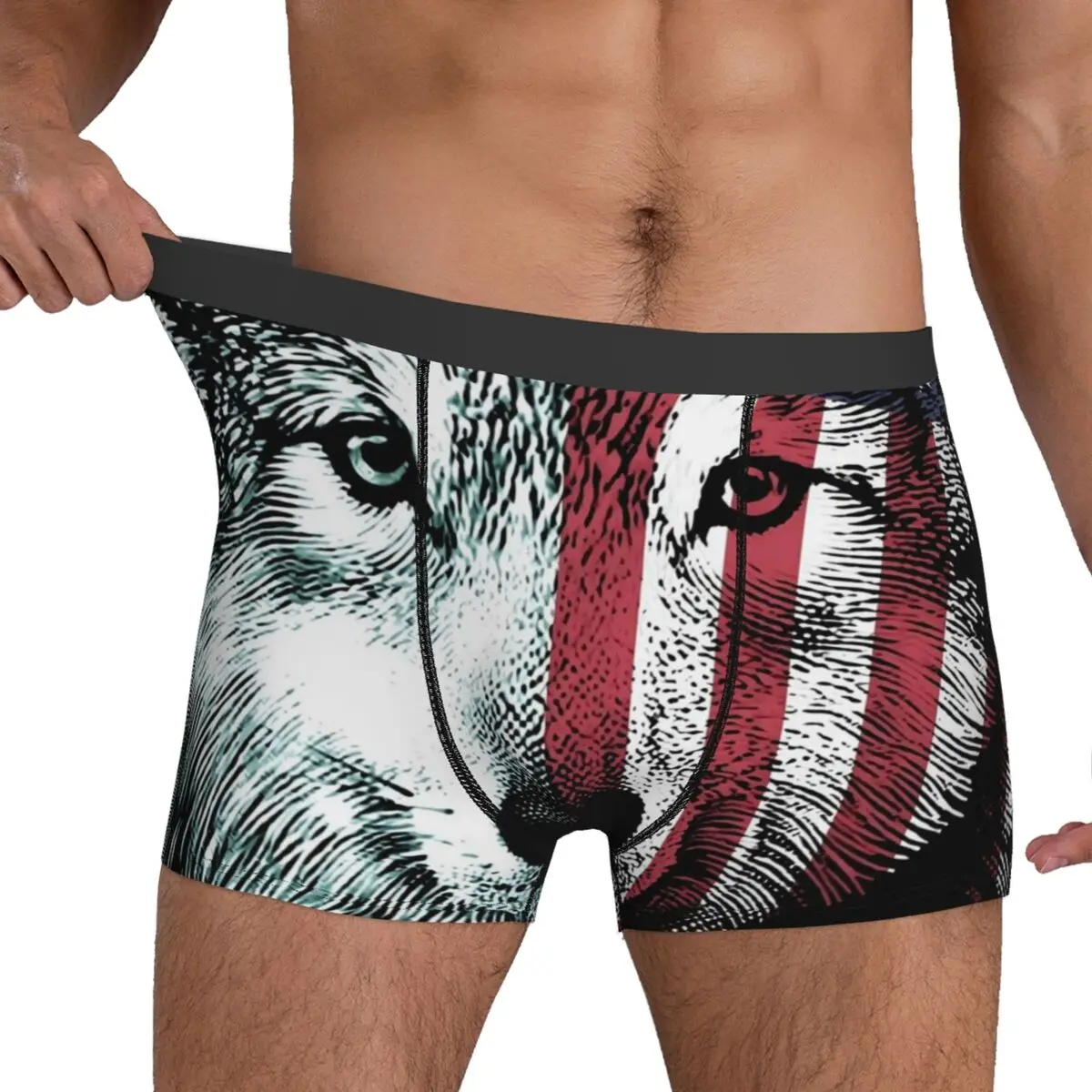 American Wolf Underwear Funny Animal Print Soft Panties Custom Shorts Briefs 3D Pouch Male Large Size Boxer Shorts