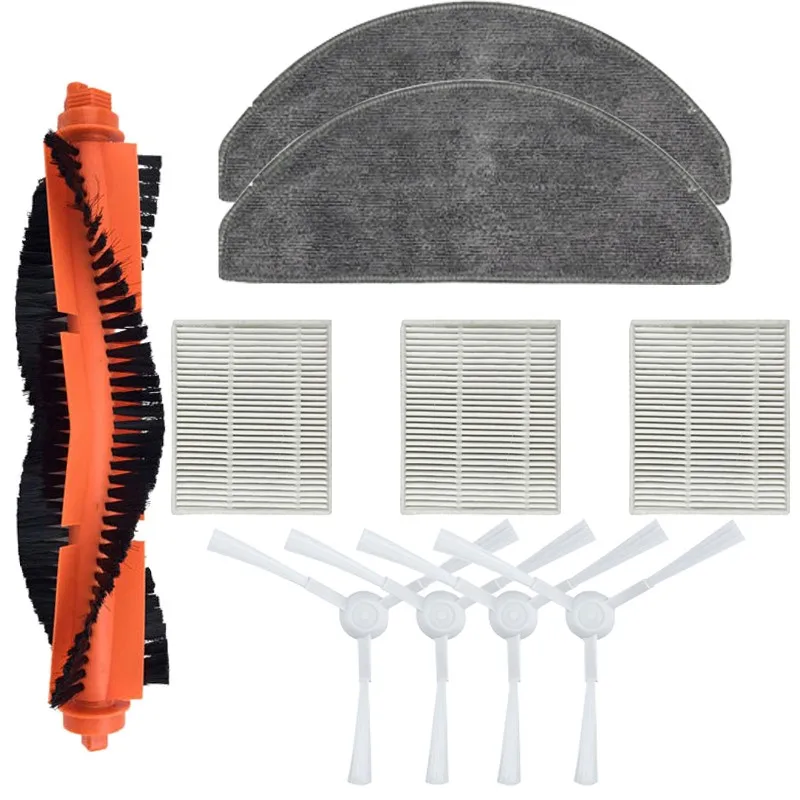 فرشاة رئيسية فرشاة جانبية ممسحة قماش فلتر Hepa لشاومي E10 B112 E12 جهاز آلي لتنظيف الأتربة قطع غيار استبدال الملحقات
