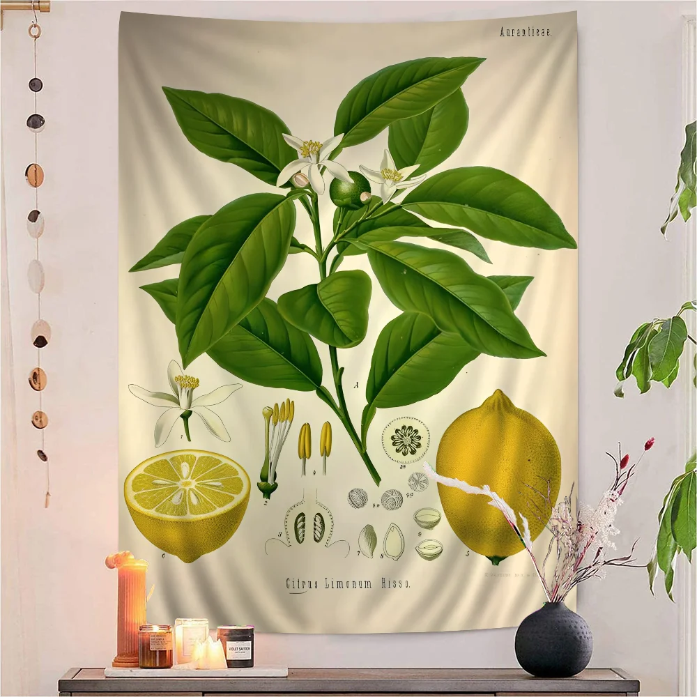 Plant Flower Study Anime Tapestry Hippie Flower Wall Carpets Dorm Decor Wall Hanging Home Decor