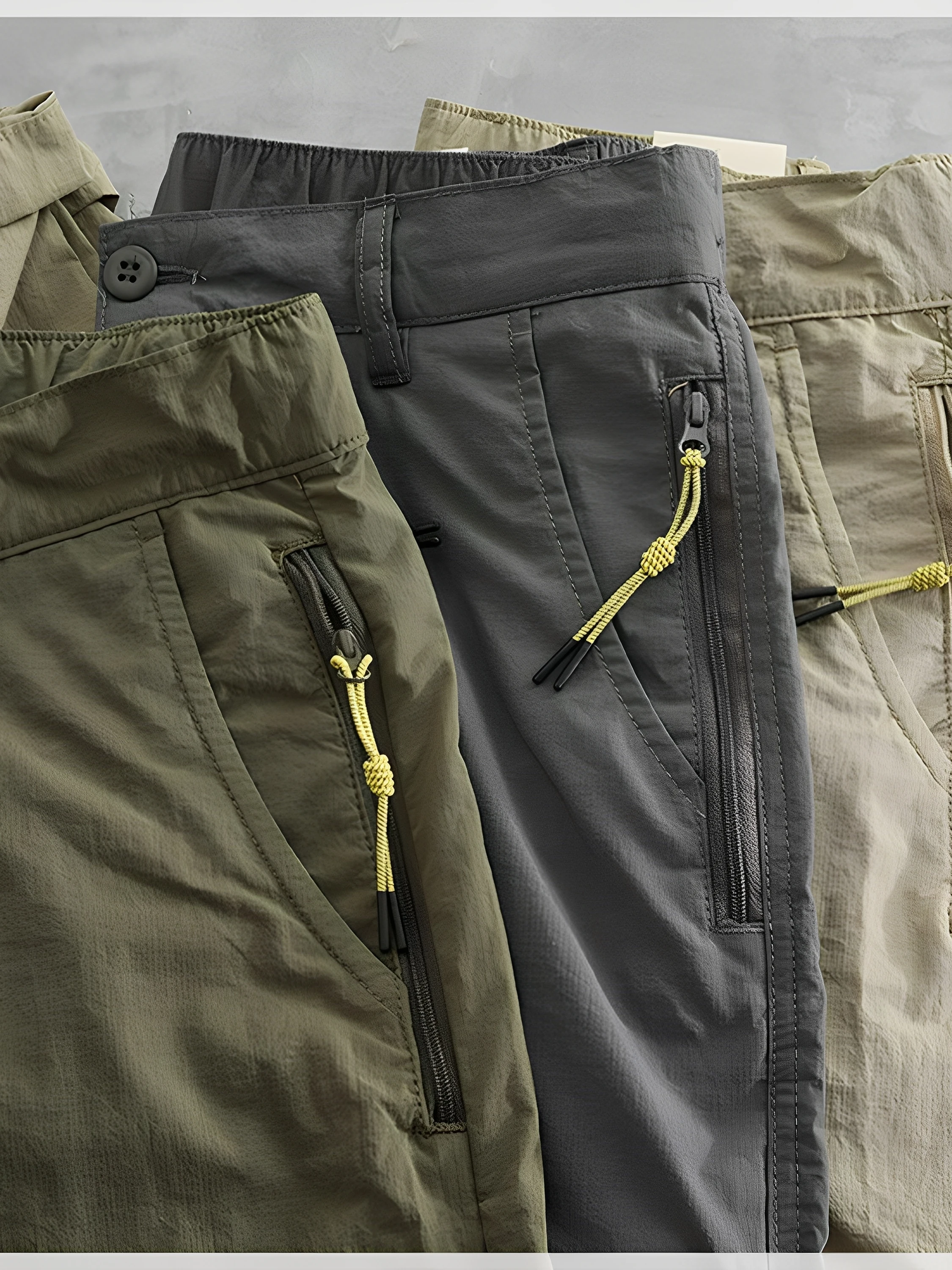 Outdoor Lightweight Workwear Casual Pants Men's Elastic Waist Waterproof Quick Dry Patterned Light Weight Fast Drying Slim St...