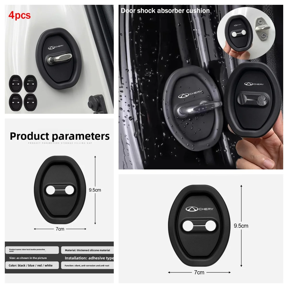 4Pcs Waterproof Anti‑Rust Silicone Door Lock Latch Protector Fit Chery Tiggo7 Tiggo8 Pro Omoda5 Jaecoo J7 J8 Jetour X70 X90 Auto