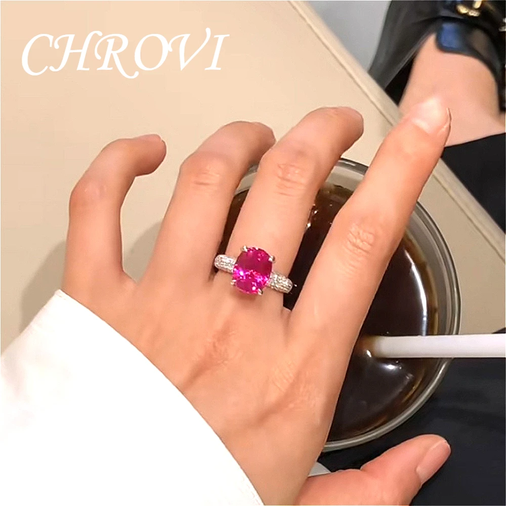 Exquisiter offener Ring aus 925er Sterlingsilber mit rotem Saphir für Damen. Modischer Edelsteinschmuck. – Detail 4