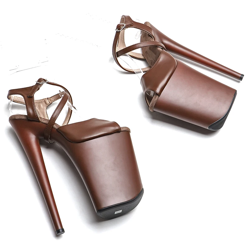 Leecabe 23CM/9inches Matte PU upper small open toe fashion trend Platform  High Heels stripper heel Pole Dance Sandals  shoes