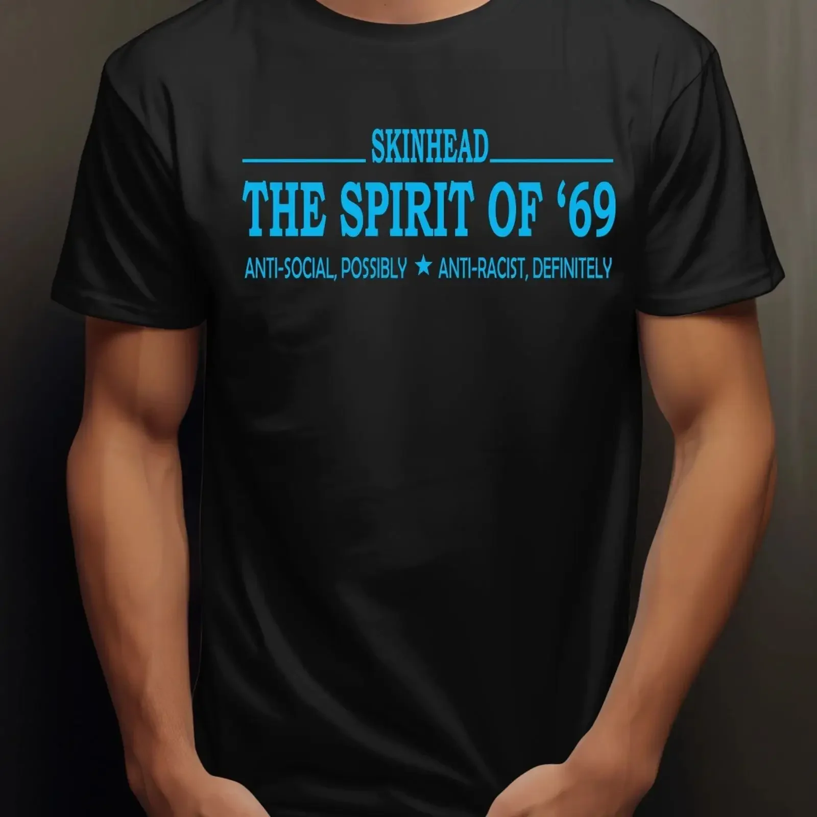 Skinhead T Shirt The Spirit of 1969 Mods Anti Social Racist vintage Washed Stylish Unisex homme Stretched fashion Soft