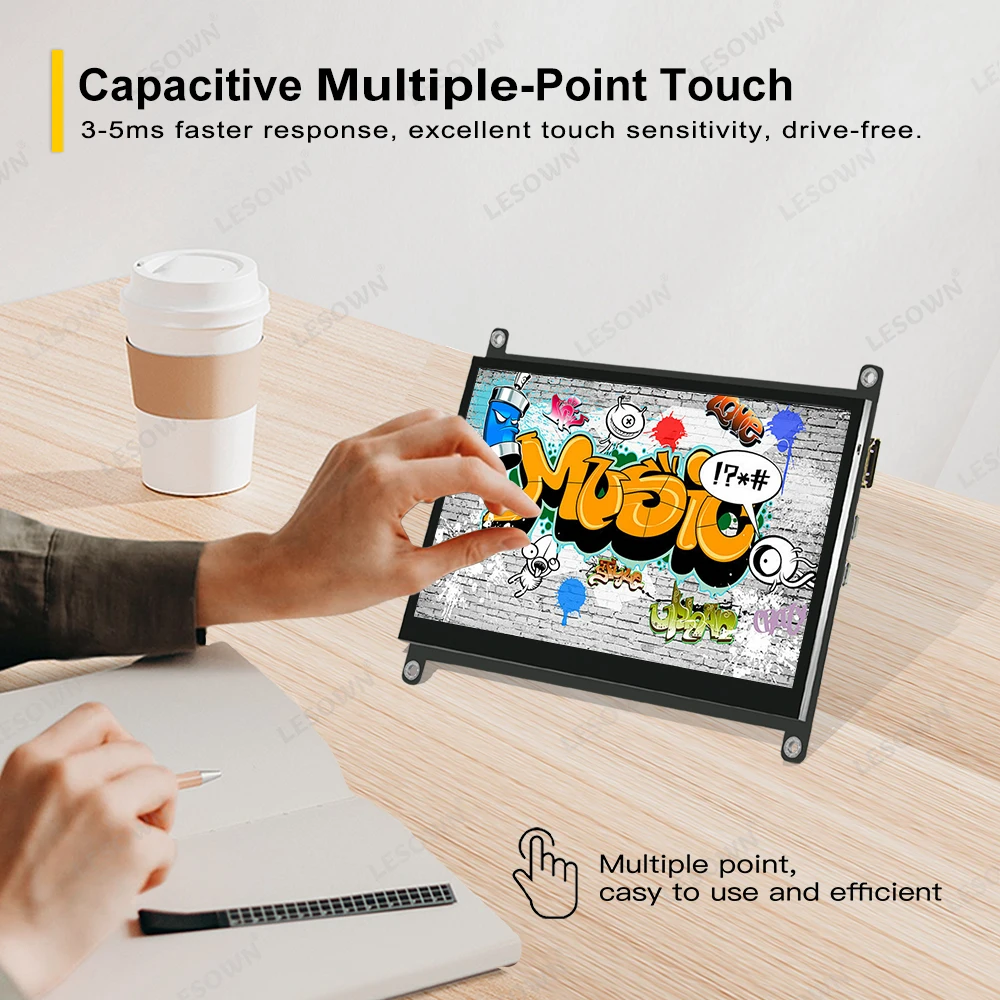 LESOWN 7 inch Barebone Monitor HDTV Capacitive Touch No Driver for Home Automation Screen