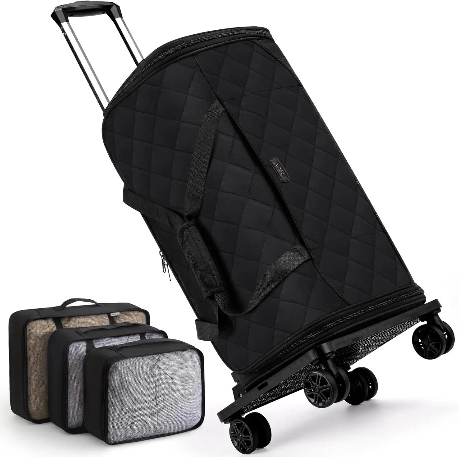 

Rolling Garment Bags for Travel - 4-in-1 Convertible Duffel with Wheels, Shoes Compartment, 4pcs Set
