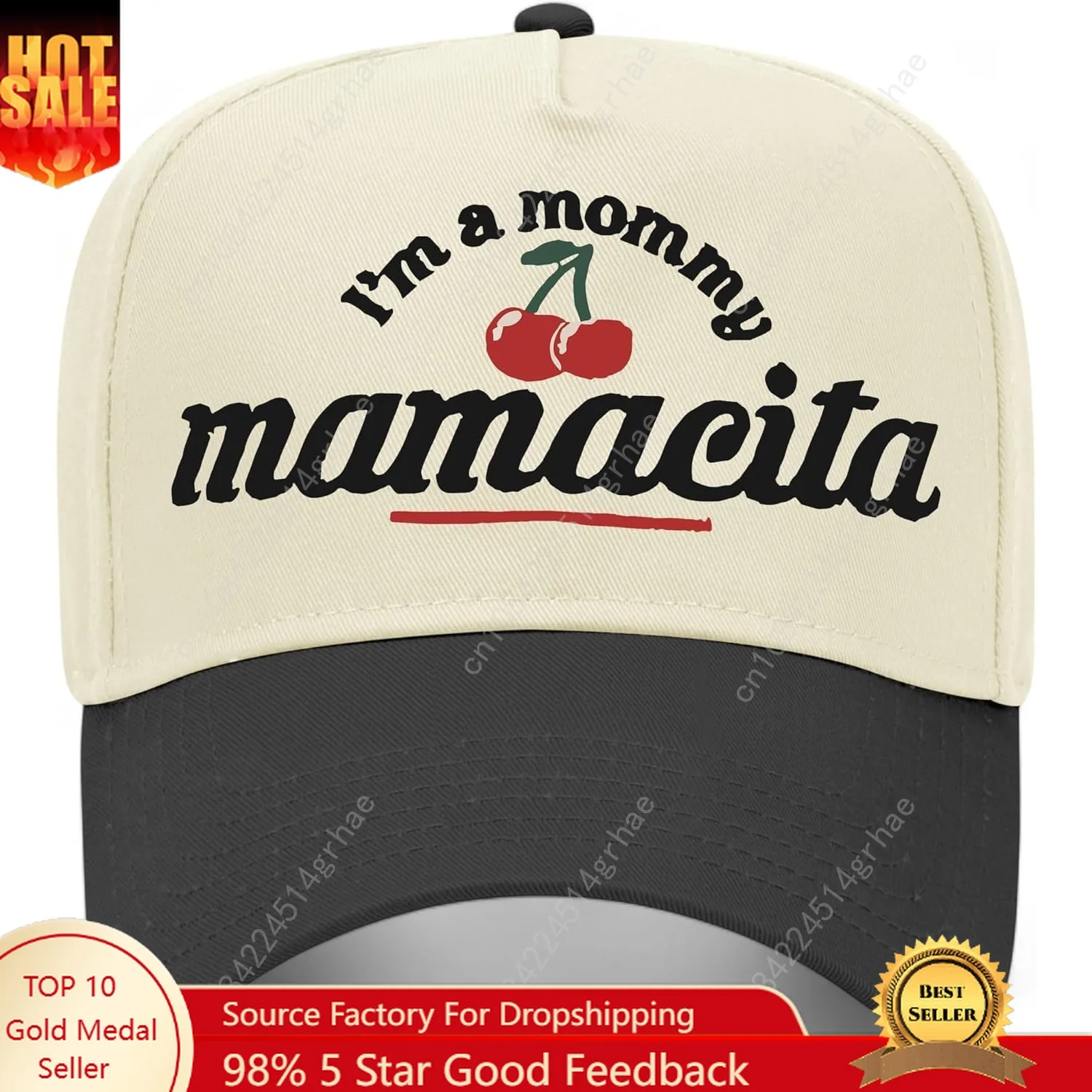 

I'm A Mommy Mamacita Cherries Vintage Trucker Hat | Nic Huda Funny Quote | Premium Snapback Baseball Hat for Men & Women