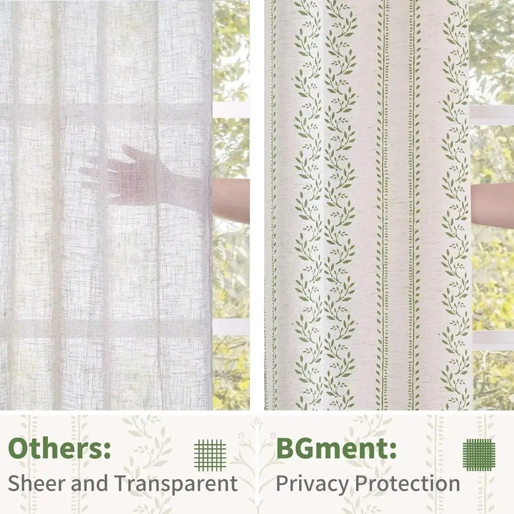 Spring Floral Botanical Curtains, 90 Long, 52 Wide Each, Set of 2 for Cottage-Style Living Rooms