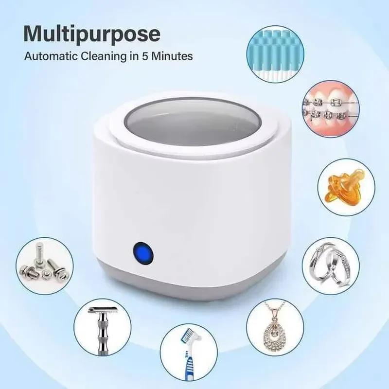 45000Hz Ultrasonic Cleaner for Jewelry Glasses Watch Ring Dentures High Frequency Vibration Cleaning Device USB Rechargeable