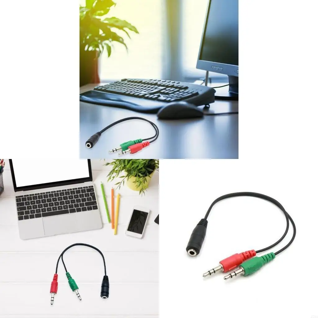 J78A 3.5mm Stereo Splitter Y Cable 3.5mm Stereo Female Plug to Double 3.5mm Male Plug Microphones Headphones Splitter