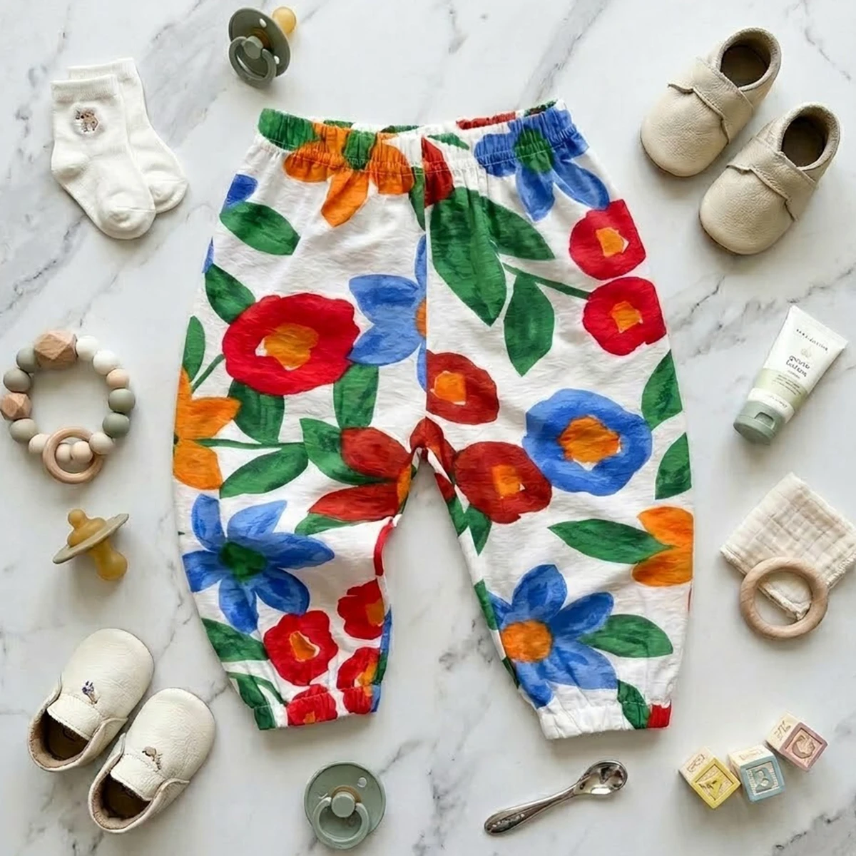 Sanlutoz Niedliche lange Hosen für Kleinkinder, Sommer, Baby, Mädchen, Blumenmuster, Freizeithose, Baumwolle, Kleinkind