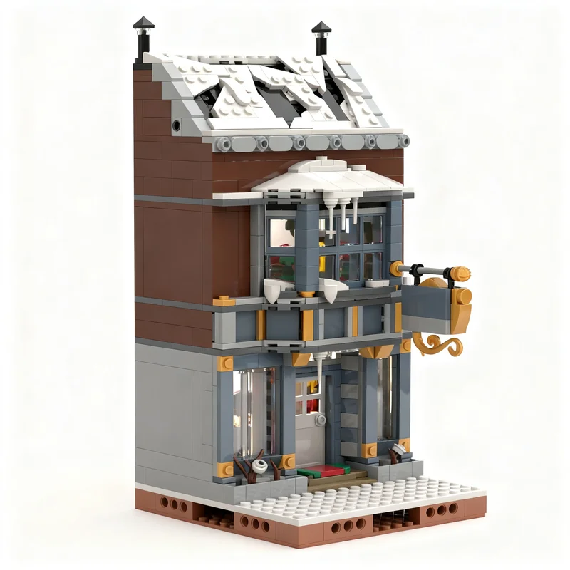 940pcs MOC City Village Books Winter Village Main Street Project #3 Model Building Blocks Christmas Gifts Toy Construction 3D