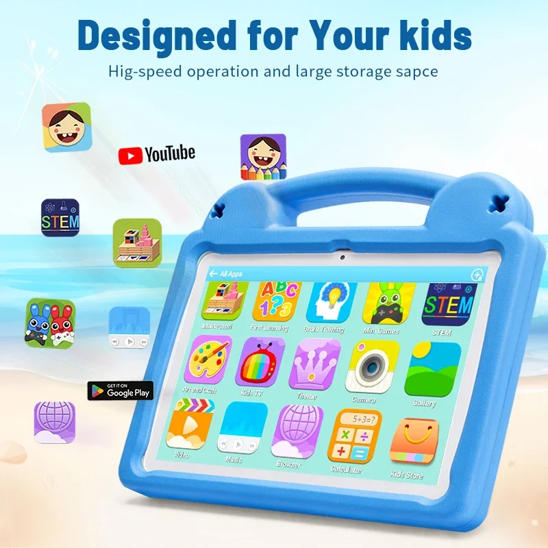 تابلت Android 15 مطور لعام 2025، تابلت للأطفال 10.1 بوصة، بطارية كبيرة 6000 مللي أمبير في الساعة ثماني النواة 8 جيجابايت + 64 جيجابايت للأطفال مع التحكم الداخلي