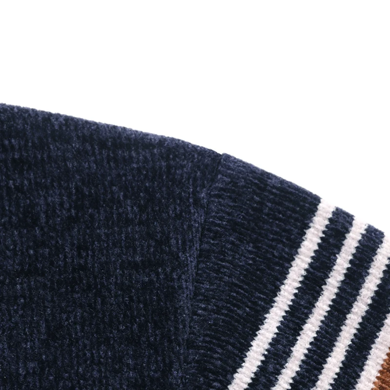 メンズプルオーバーセーターレトロラペルジャージ秋冬厚手フリースセーターエレガントな高級ブランドブラウンニットセーター