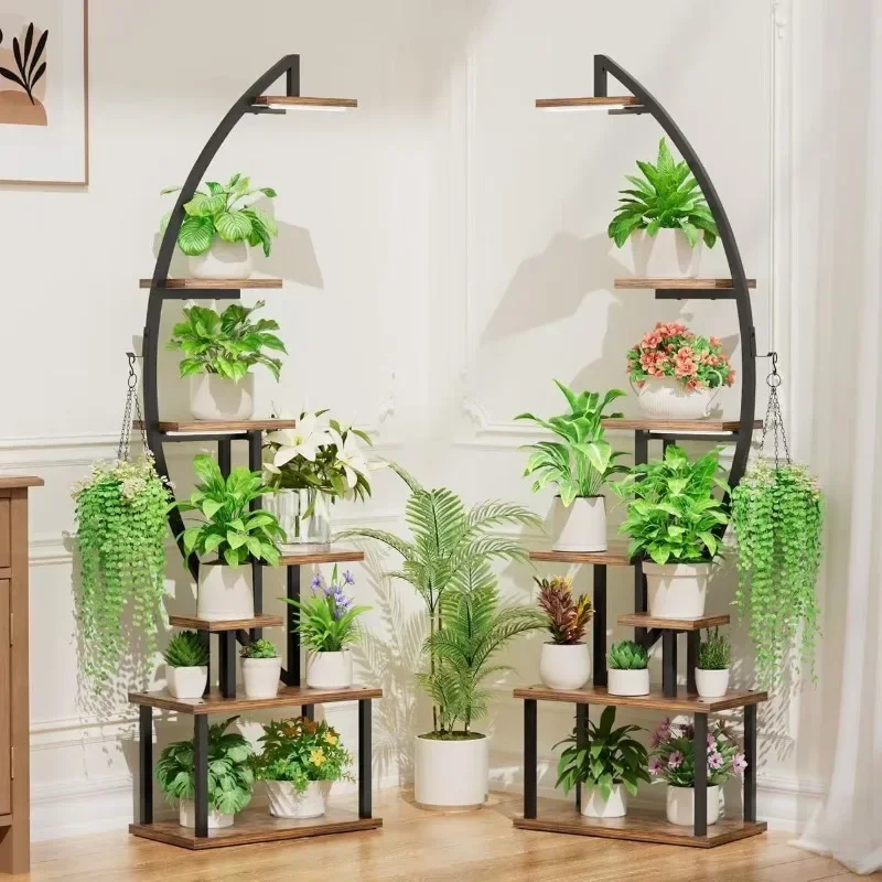 Indoor Flower Stand Living Room Balcony Shelf Steel And Wood Structure Floor-to-ceiling Flower Stand Hot-sellinghousehold Goods