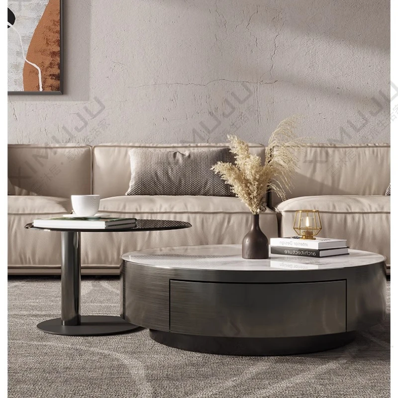 طاولة قهوة ذهبية فاخرة وفريدة من نوعها وبسيطة وحديثة وطاولة قهوة يابانية مستديرة من Muebles Para Hogar أثاث منزلي #5