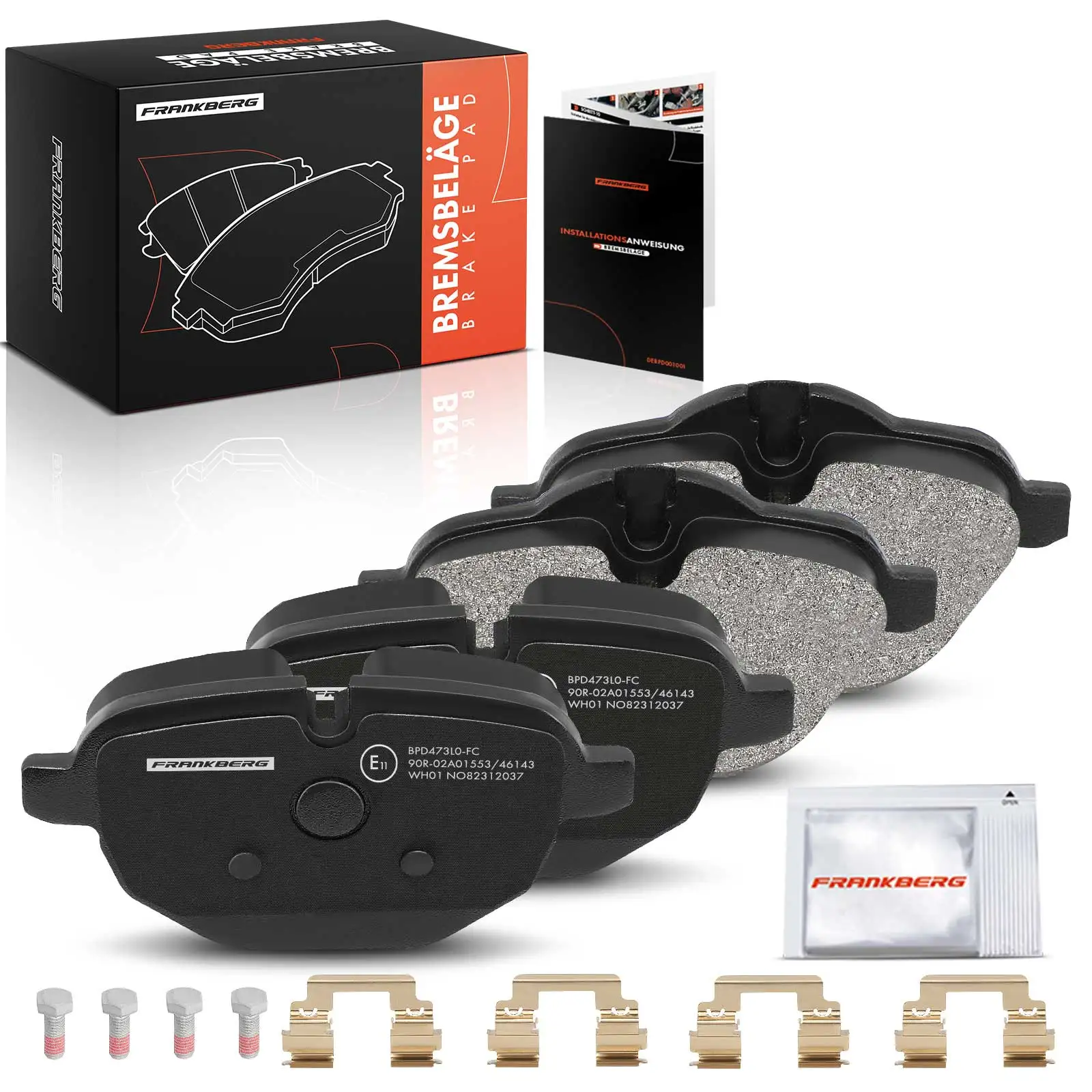 Plaquettes de frein arrière Frankberg 4x pour BMW F10, F90, G30, F11, G31, G32, G11, G12, I12, I15 ; 4.4L, 1.5L ; à partir de 2009 ; N° OE 34216796741