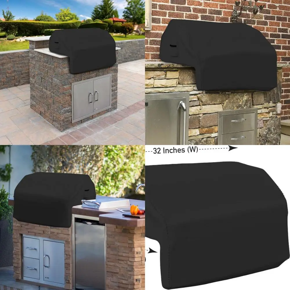 

Heavy-Duty 18 Oz Waterproof Outdoor Grill Cover with Air Pocket & Elastic for 32x26x24 Black