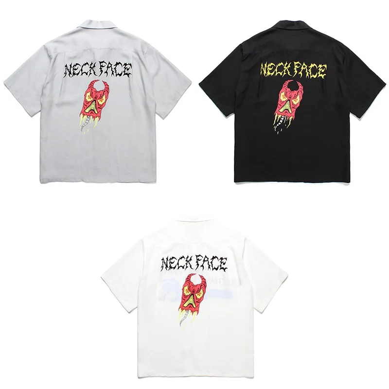 

25SS Best Quality WACKO MARIA New Graffiti Hawaii Mens Womens Casual Travel Loose Short Sleeve Shirt