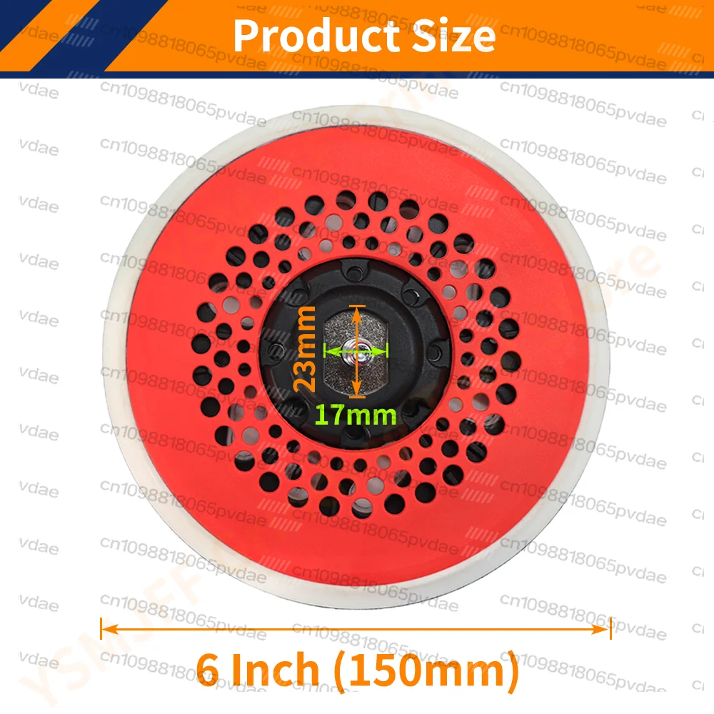 6 Inch Hook & Loop Sanding Pad with M8 Thread Backing Plate  Dust Free Electric Polishing Machine Car Cleaning